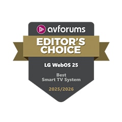 Emblem „AVForums Editor’s Choice“ als bestes Smart-TV-System in 8 aufeinanderfolgenden Jahren, einschließlich 2025/26