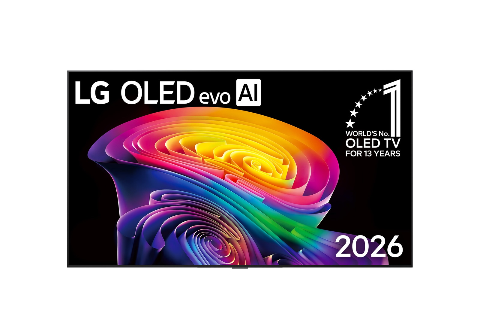 Vorderseite von 77 Zoll LG OLED evo AI C6 4K Smart TV 2026 OLED77C67LA