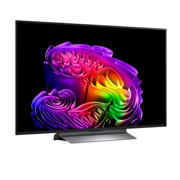 Das LG OLED evo AI G6 zeigt eine lebendige Sonnenuntergangsszene über dem Ozean, mit einer Soundbar und einem Lautsprecher unter dem Bildschirm, die einen ruhigen und stimmungsvollen Wohnbereich aufwerten.