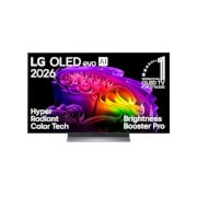 Vorderseite von 48-Zoll LG OLED evo AI G6 4K Smart TV 2026 | mit Standfuss OLED48G69LS