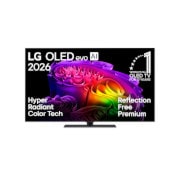 Vorderseite von 55-Zoll LG OLED evo AI G6 4K Smart TV 2026 | mit Standfuss OLED55G69LS