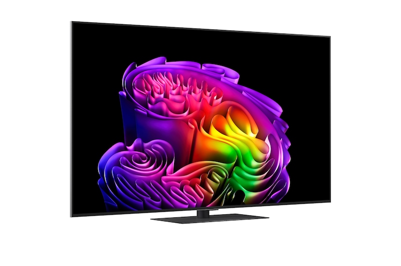 Das LG OLED evo AI G6 zeigt eine lebendige Sonnenuntergangsszene über dem Ozean, mit einer Soundbar und einem Lautsprecher unter dem Bildschirm, die einen ruhigen und stimmungsvollen Wohnbereich aufwerten.