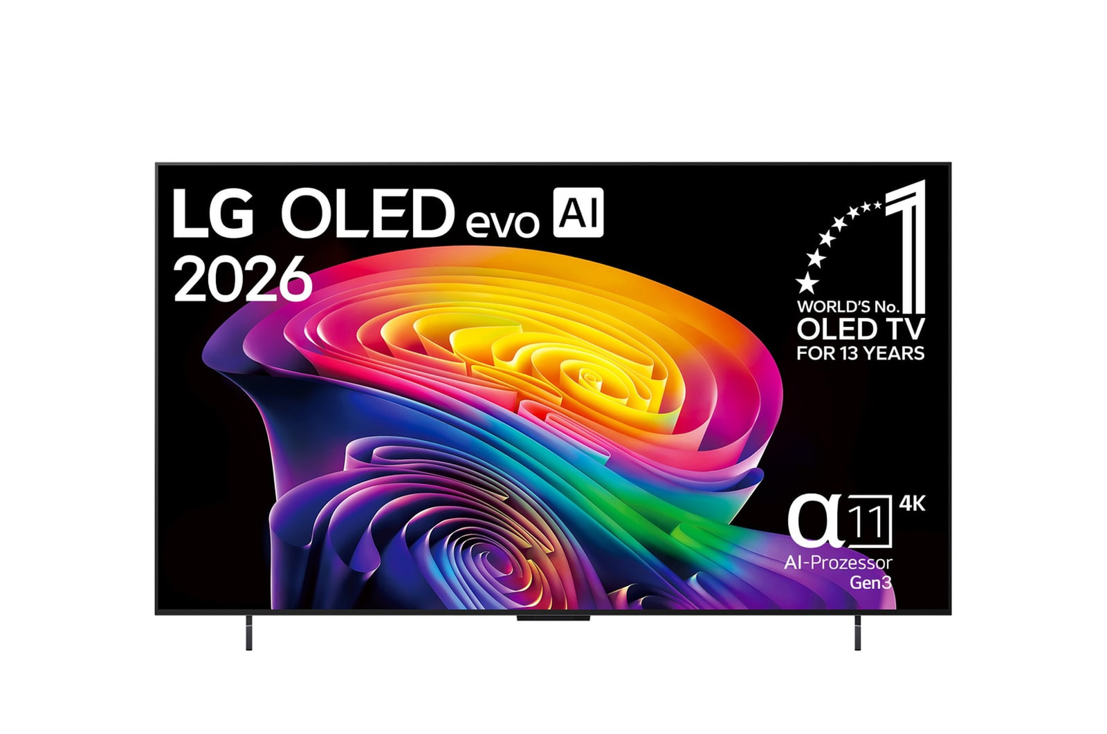 Vue avant de Smart TV LG OLED evo AI 4K C6 2026 42 pouces OLED42C67LA