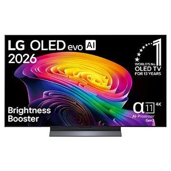 Vue avant de Smart TV LG OLED evo AI 4K C6 2026 48 pouces OLED48C67LA
