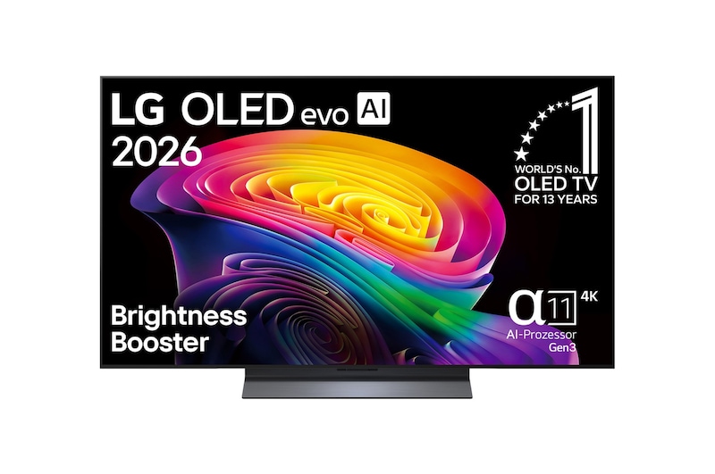 Vue avant de Smart TV LG OLED evo AI 4K C6 2026 48 pouces OLED48C67LA
