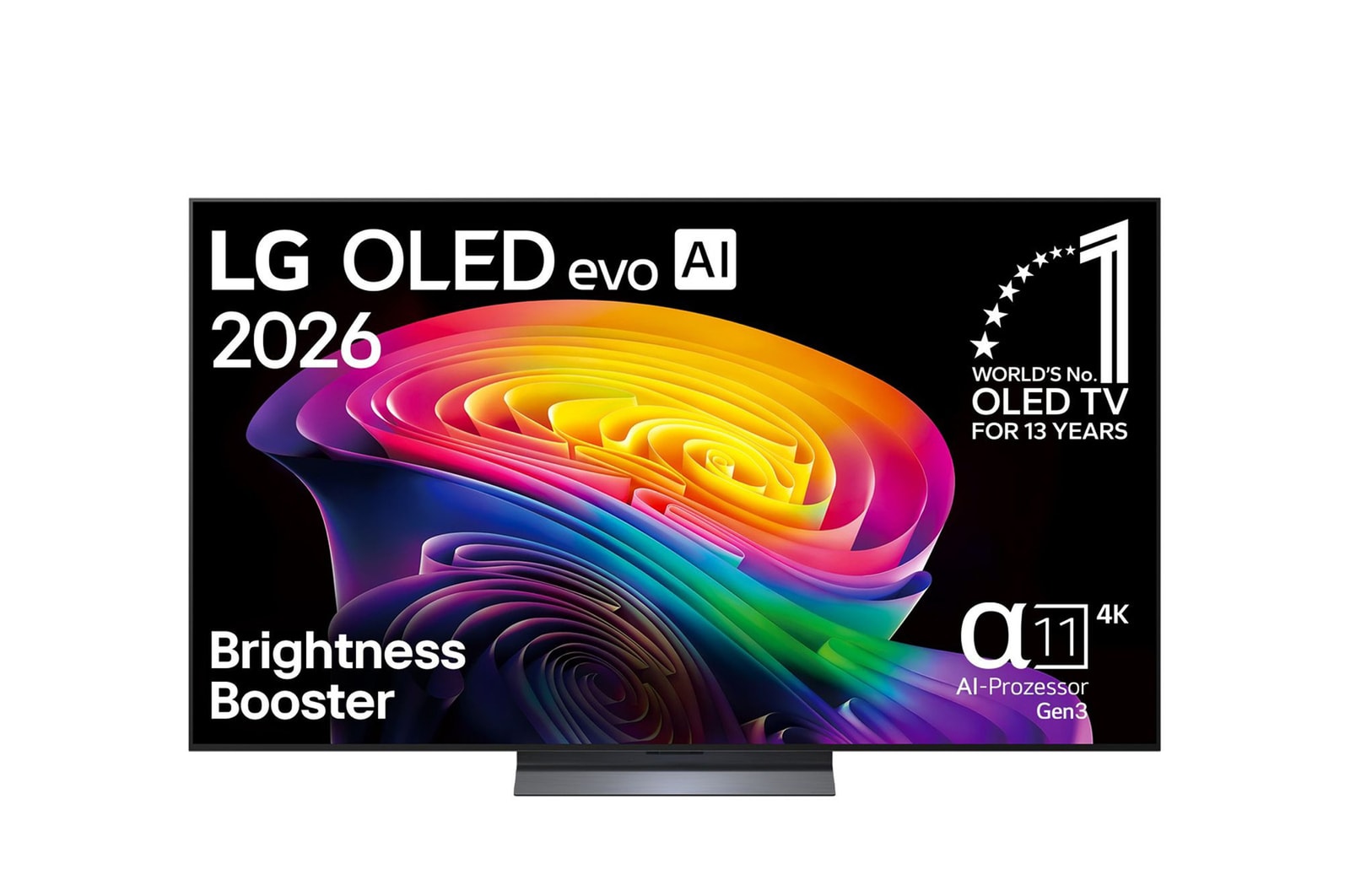 Vue avant de Smart TV LG OLED evo AI 4K C6 2026 65 pouces OLED65C67LA