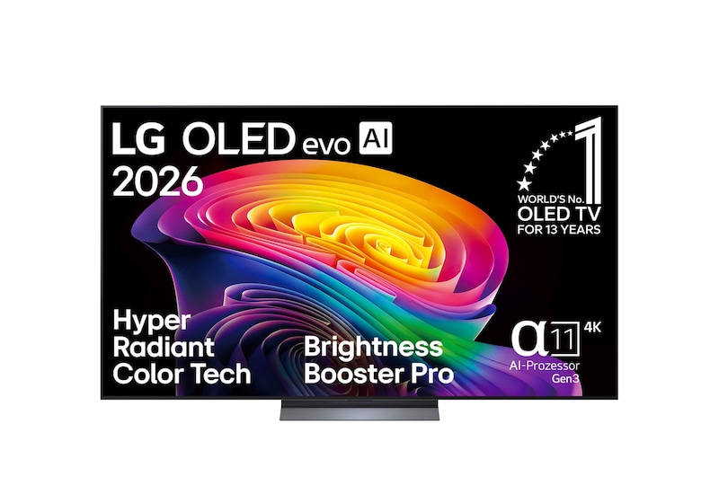Vue avant de Smart TV LG OLED evo AI 4K C6 2026 77 pouces OLED77C67LA
