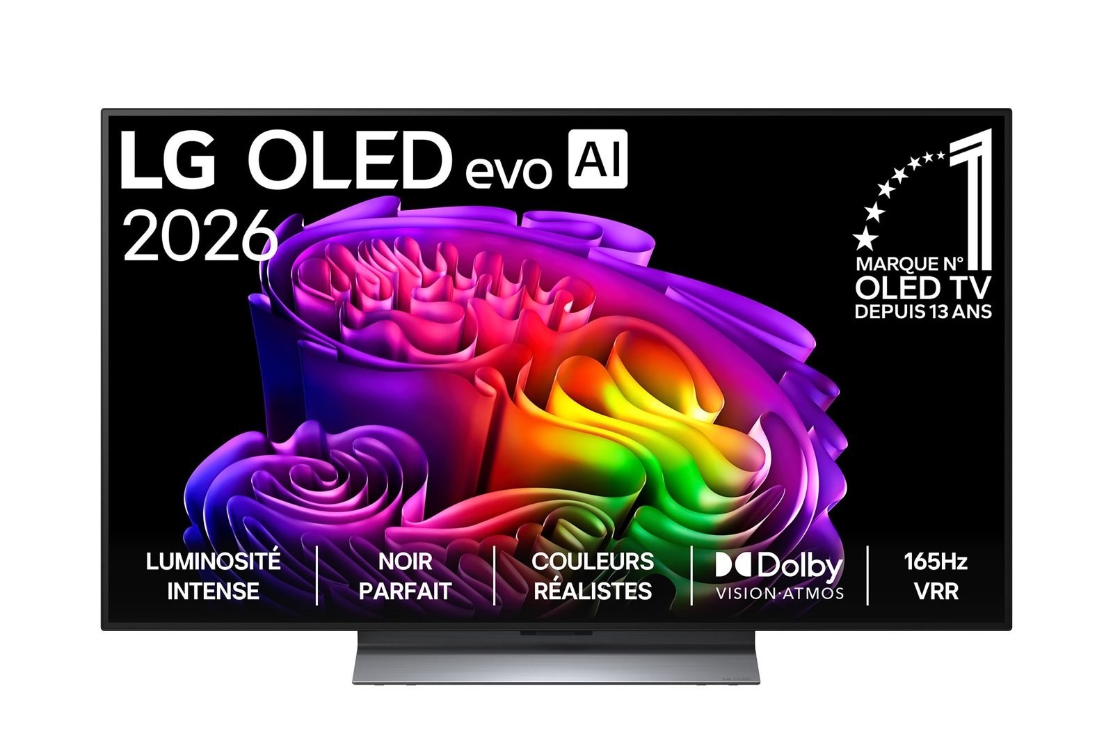 Vue avant de Smart TV LG OLED evo AI 4K G6 2026 48 pouces | avec pied OLED48G69LS