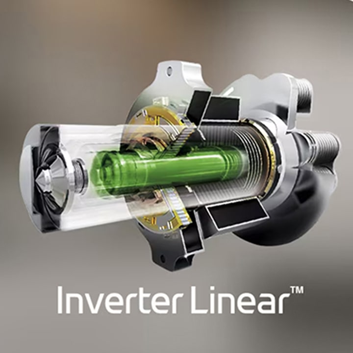 Refrigerador LG con diseño InstaView y vista del Inverter Linear Compressor destaca refrigeración avanzada y eficiencia energética.