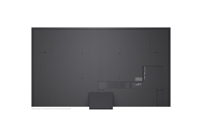 LG Micro RGB evo AI MRGB95 vyobrazený zepředu a z boku má 100" displej se šířkou 2230 mm, výškou obrazovky 1277 mm, výškou se stojanem 1374 mm, hloubkou 49,9 mm a půdorysem stojanu 1725 x 415 mm.