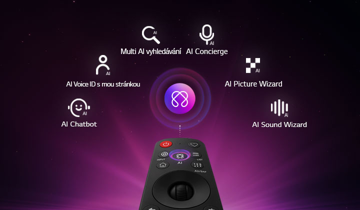 LG OLED evo AI C6 je vybaven funkcí AI Hub pro personalizaci, s ikonou AI nad dálkovým ovladačem obklopenou štítky pro Multi AI Search, AI Concierge, AI Voice ID s My Page, AI Chatbot, AI Picture Wizard a AI Sound Wizard. 