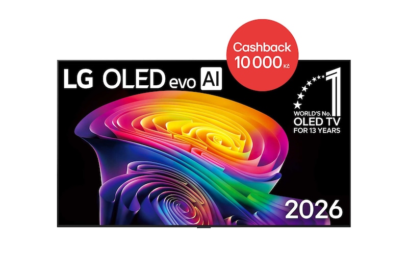 Čelní pohled na 65" LG OLED evo AI C6 4K Smart TV 2026 OLED65C6ELB