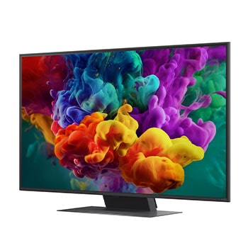 LG QNED evo AI QNED87/86/85 Mini LED vyobrazený zepředu a z boku má 50" displej s šířkou 1123 mm, výškou obrazovky 652 mm, výškou se stojanem 720 mm, hloubkou profilu 29,7 mm a půdorysem stojanu 941 x 257 mm.