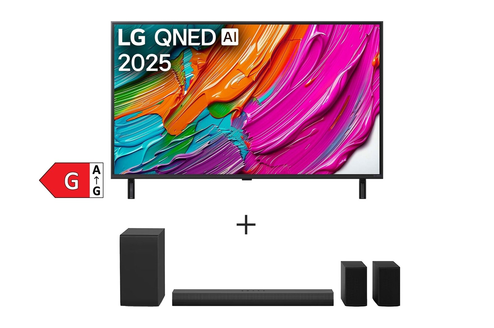 Čelní pohled na SET | LG TV 43QNED8EA6B &#43; Soundbar S40TR 43QNED8E.S40TRTA