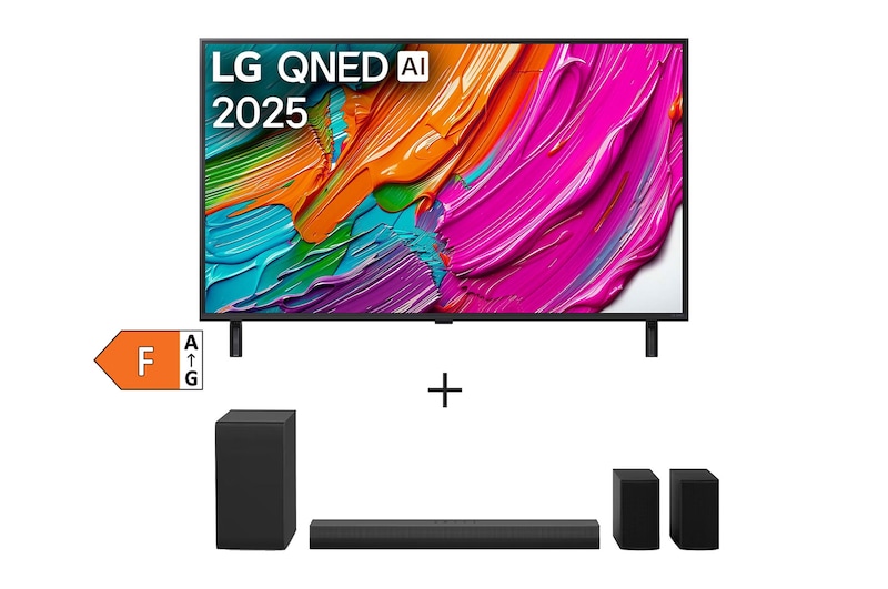 Čelní pohled na SET | LG TV 50QNED8EA6B + Soundbar S40TR 50QNED8E.S40TRTA