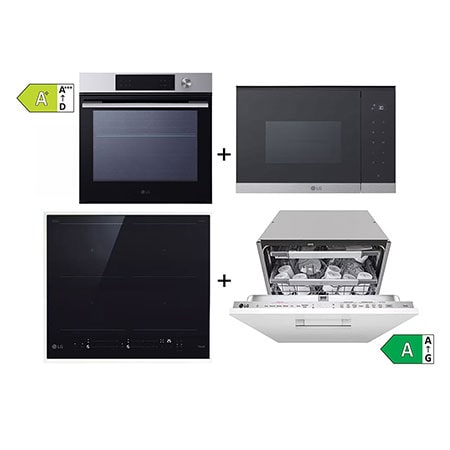 SET - Vestavná trouba LG WSED7613S + Vestavná mikrovlnka LG MG7Z2593D + Vestavná indukční deska LG CBIZ2435B + Vestavná myčka DB475TXS