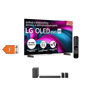 Čelní pohled na SET - LG OLED evo AI C5 4K Smart TV 2025 + 5.1 kanálový LG Soundbar se zadními reproduktory S60TR OLED42C5E.S60TR