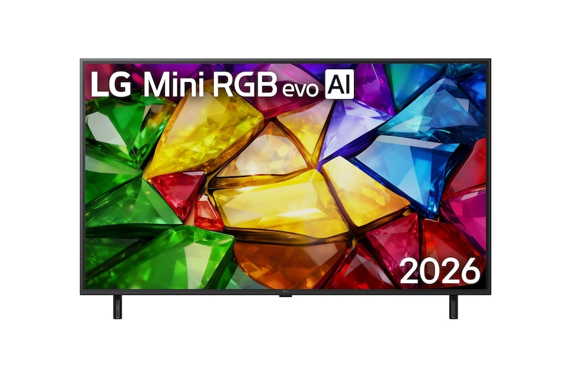 Vorderseite von 50 Zoll LG Mini RGB evo AI MRGB88 4K Smart TV 2026 - 50MRGB88B9B | LG Deutschland 50MRGB88B9B