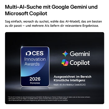 Der alpha 8 Gen3 4K AI-Prozessor des LG Mini RGB evo AI MRGB86 erstrahlt in blauem Licht auf einer dunklen Leiterplatte. Hervorgehoben ist die AI-Verarbeitungsleistung mit bis zu 5,0-mal schnellerer NPU, 10 % schnellerer CPU-Verarbeitung und 20 % größerer Speicherkapazität.