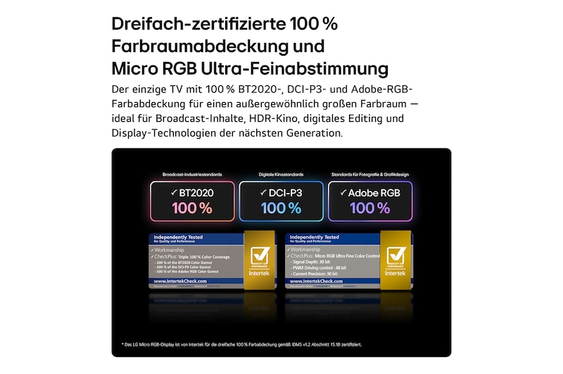 Emblem „2026 CES Innovation Awards Honoree“ in der Kategorie Bildgebung für das 100-Zoll-Display MRGB95
