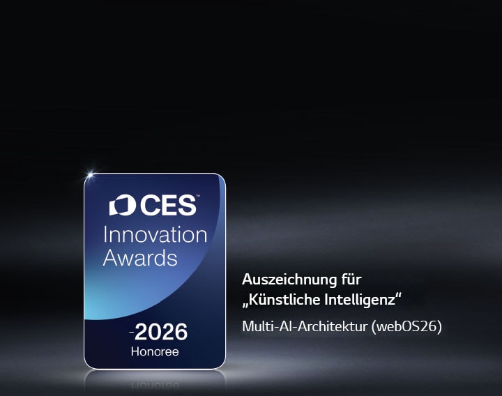 Das Honoree-Emblem der CES Innovation Awards 2026 wird vor einem dunklen Hintergrund gezeigt. Die Multi-AI-Architektur wurde in der Kategorie „Künstliche Intelligenz“ ausgezeichnet.
