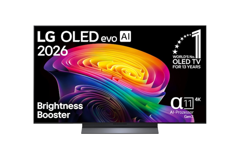 Vorderseite von 48-Zoll LG OLED evo AI C6 4K Smart TV 2026 OLED48C67LA