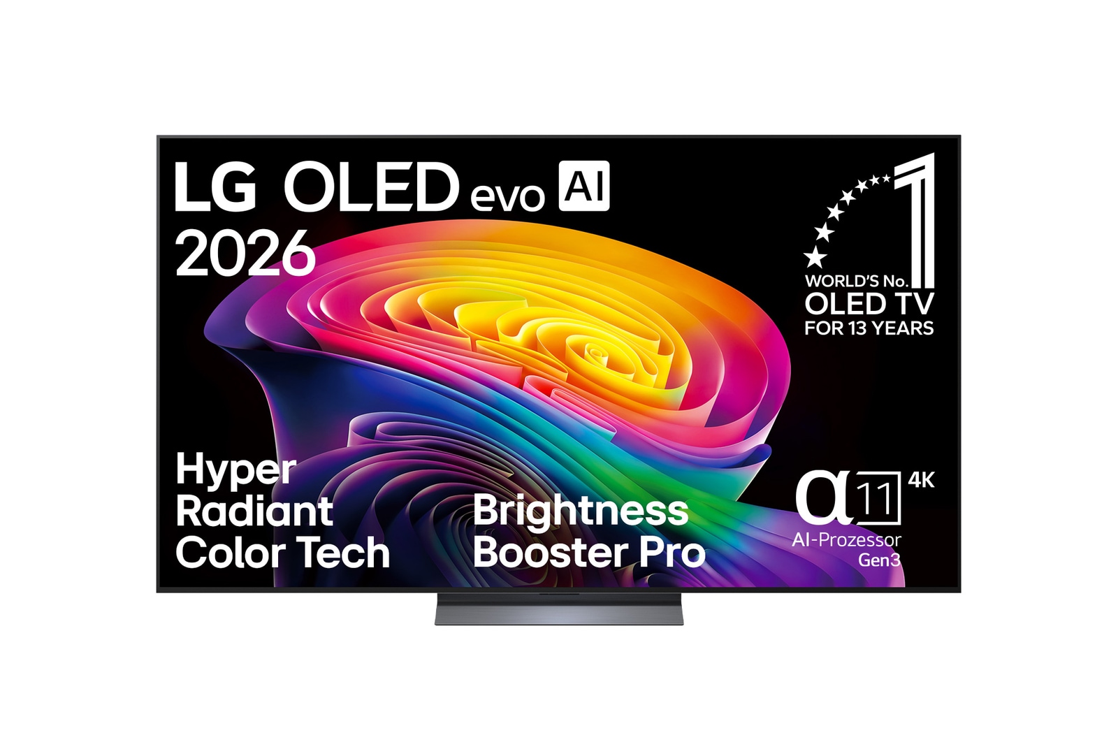 Vorderseite von 77 Zoll LG OLED evo AI C6 4K Smart TV 2026 OLED77C68LA