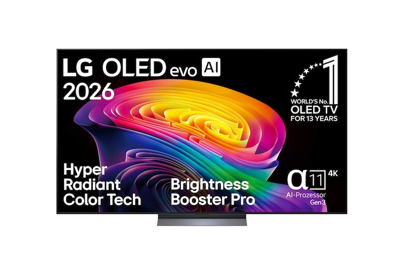 Vorderseite von 77 Zoll LG OLED evo AI C6 4K Smart TV 2026 OLED77C68LA