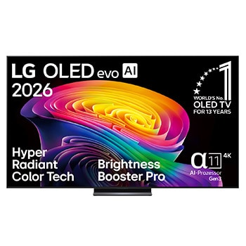 Vorderseite von 83 Zoll LG OLED evo AI C6 4K Smart TV 2026 OLED83C67LA 