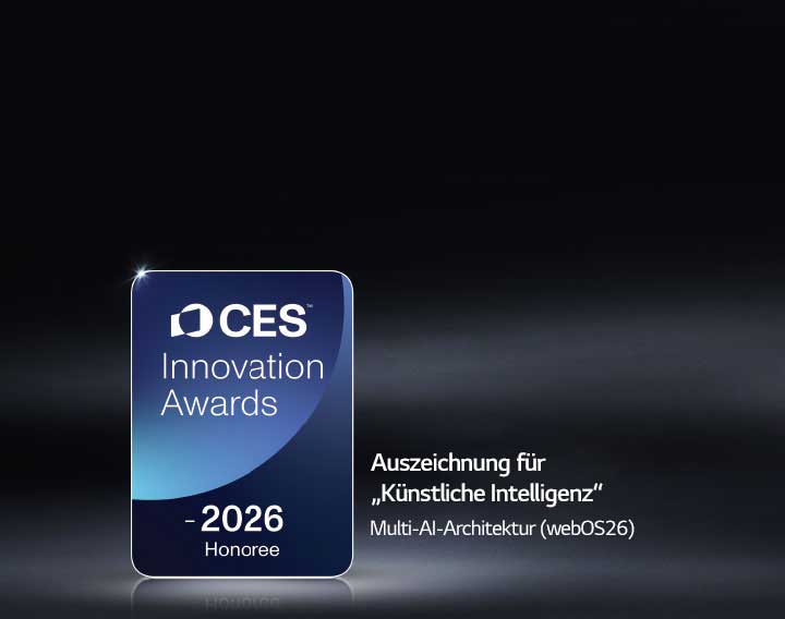 Das Honoree-Emblem der CES Innovation Awards 2026 wird vor einem dunklen Hintergrund gezeigt. Die Multi-AI-Architektur wurde in der Kategorie „Künstliche Intelligenz“ ausgezeichnet.