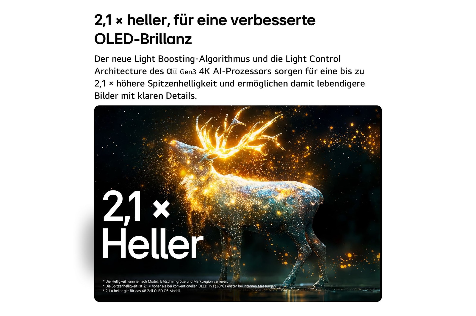 Der LG OLED evo AI G6 mit Hyper Radiant Color Tech für perfektes Schwarz, perfekte Farbe, ein 2,1-mal helleres Display und alpha 11 Gen3 4K AI-Prozessor mit Dual AI Engine.