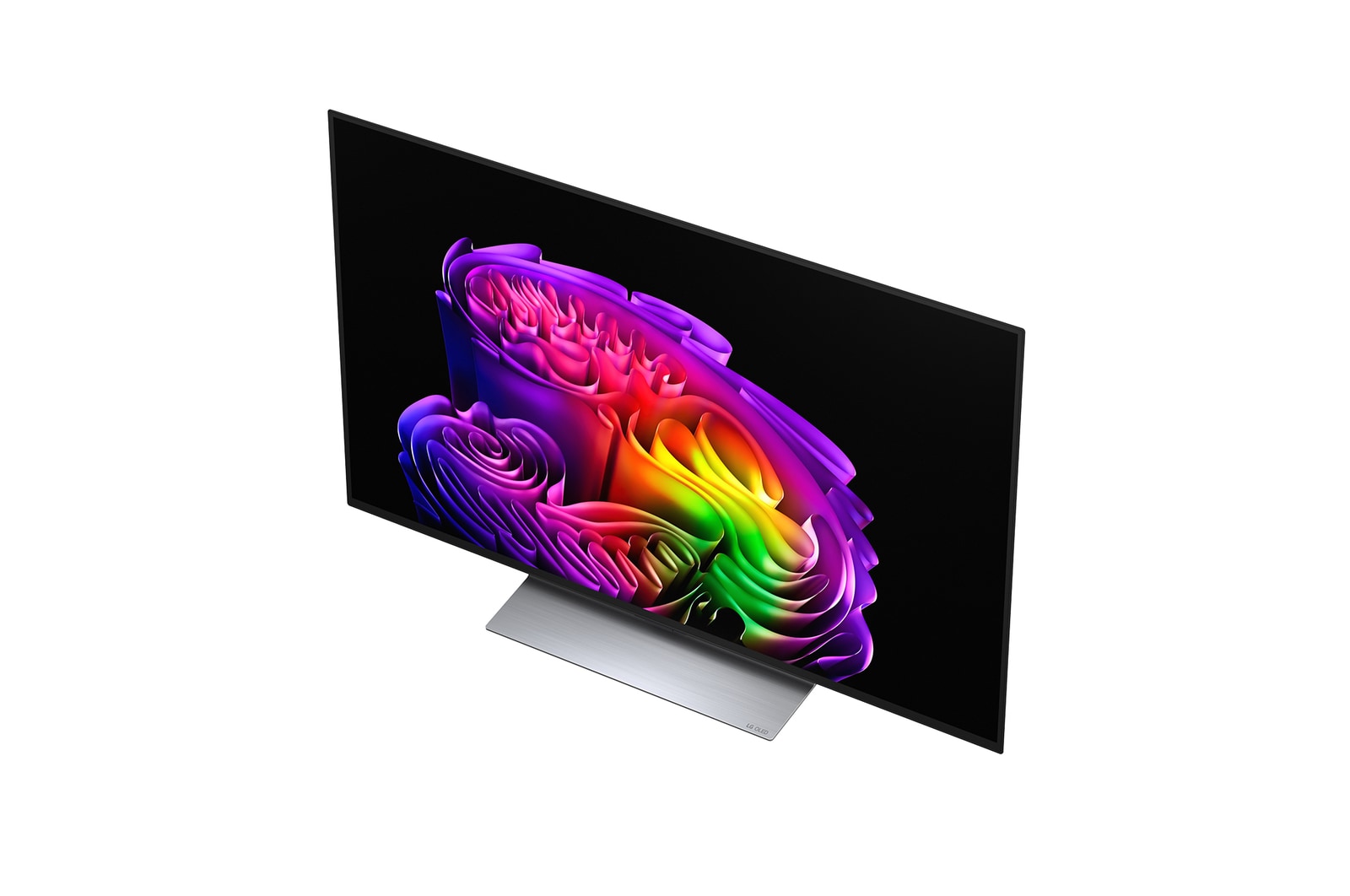 Der LG OLED evo AI G6 zeigt eine lebendige Sonnenuntergangsszene über dem Ozean, mit einer Soundbar und einem Lautsprecher unter dem Bildschirm, die einen ruhigen und stimmungsvollen Wohnbereich aufwerten.