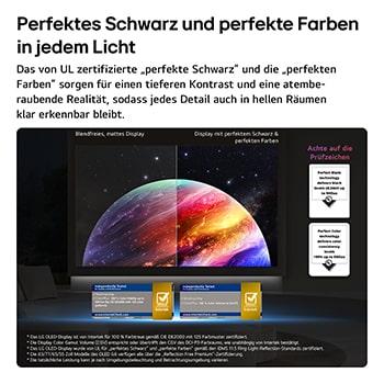 Der LG OLED evo AI G6 mit Brightness Booster Pro zeigt eine dunkle Szene, in der sich die hell beleuchtete Silhouette eines Hirschs von leuchtenden Partikeln abhebt – er bietet eine 2,1-mal hellere Leuchtkraft mit klareren Details.