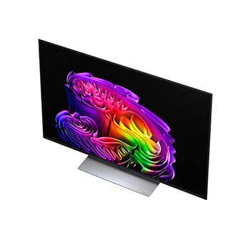 Der LG OLED evo AI G6 zeigt eine lebendige Sonnenuntergangsszene über dem Ozean, mit einer Soundbar und einem Lautsprecher unter dem Bildschirm, die einen ruhigen und stimmungsvollen Wohnbereich aufwerten.