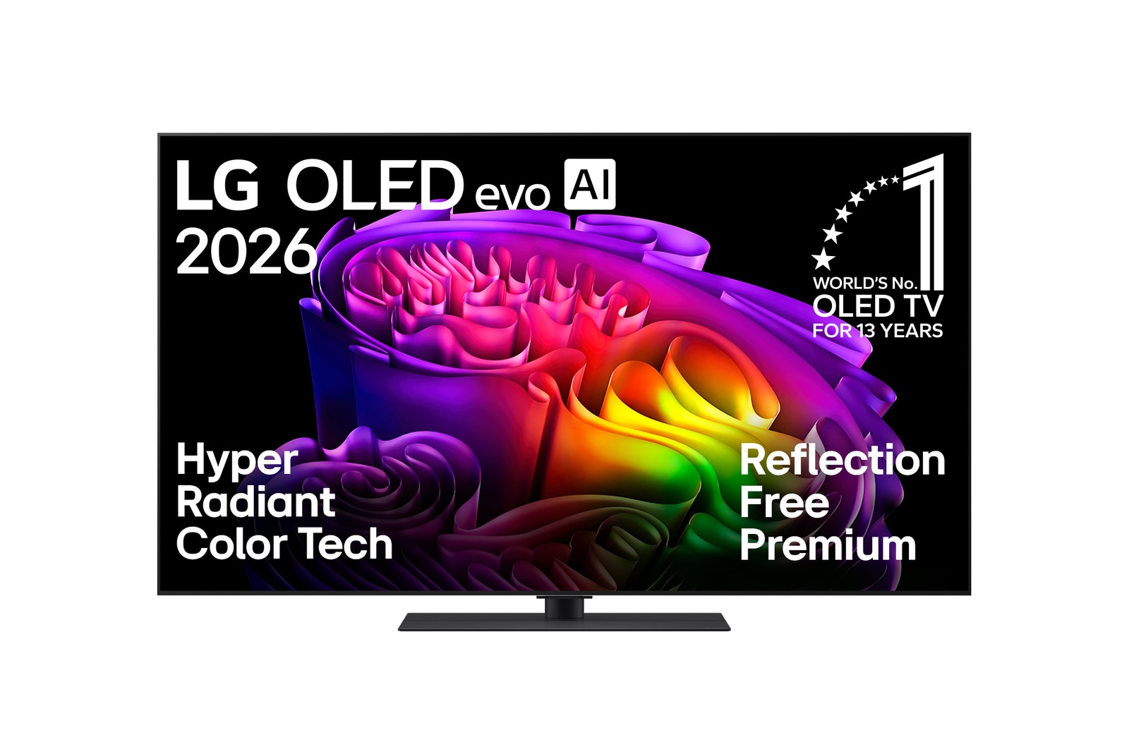 Vorderseite von 55 Zoll LG OLED evo AI G6 4K Smart TV 2026 OLED55G66LS