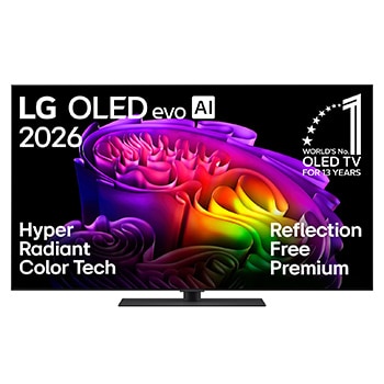 Vorderseite von 55 Zoll LG OLED evo AI G6 4K Smart TV 2026 OLED55G66LS