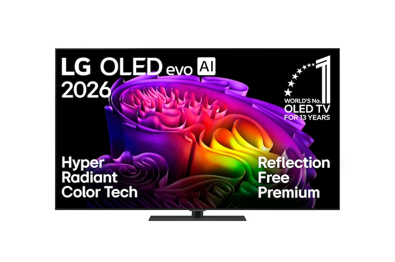 Vorderseite von 65 Zoll LG OLED evo AI G6 4K Smart TV 2026 OLED65G66LS
