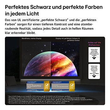 Der LG OLED evo AI G6 mit Brightness Booster Ultra zeigt eine dunkle Szene, in der sich die hell beleuchtete Silhouette eines Wals von leuchtenden Partikeln abhebt – er bietet eine 3,9-mal hellere Leuchtkraft mit klareren Details.