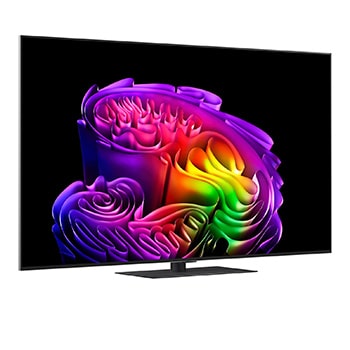 Der LG OLED evo AI G6 ist bündig an der Wand eines modernen Wohnzimmers angebracht. Er zeigt eine lebendige Aurora über einem ruhigen Küstendorf, die einem gerahmten Bild an der Wand ähnelt.