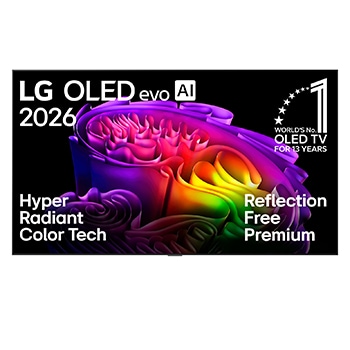 Vorderseite von 77 Zoll LG OLED evo AI G6 4K Smart TV 2026 OLED77G67LW