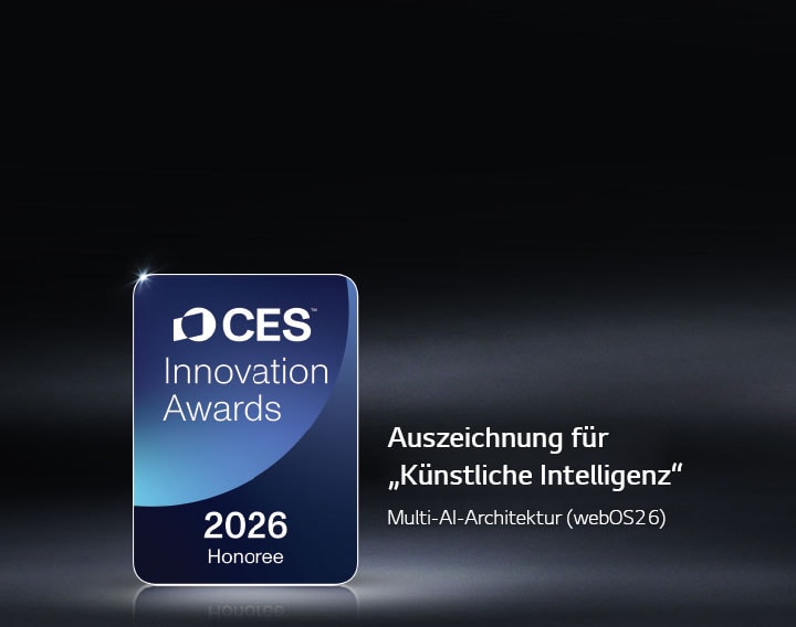 Das Honoree-Emblem der CES Innovation Awards 2026 wird vor einem dunklen Hintergrund gezeigt. Die Multi-AI-Architektur wurde in der Kategorie „Künstliche Intelligenz“ ausgezeichnet.