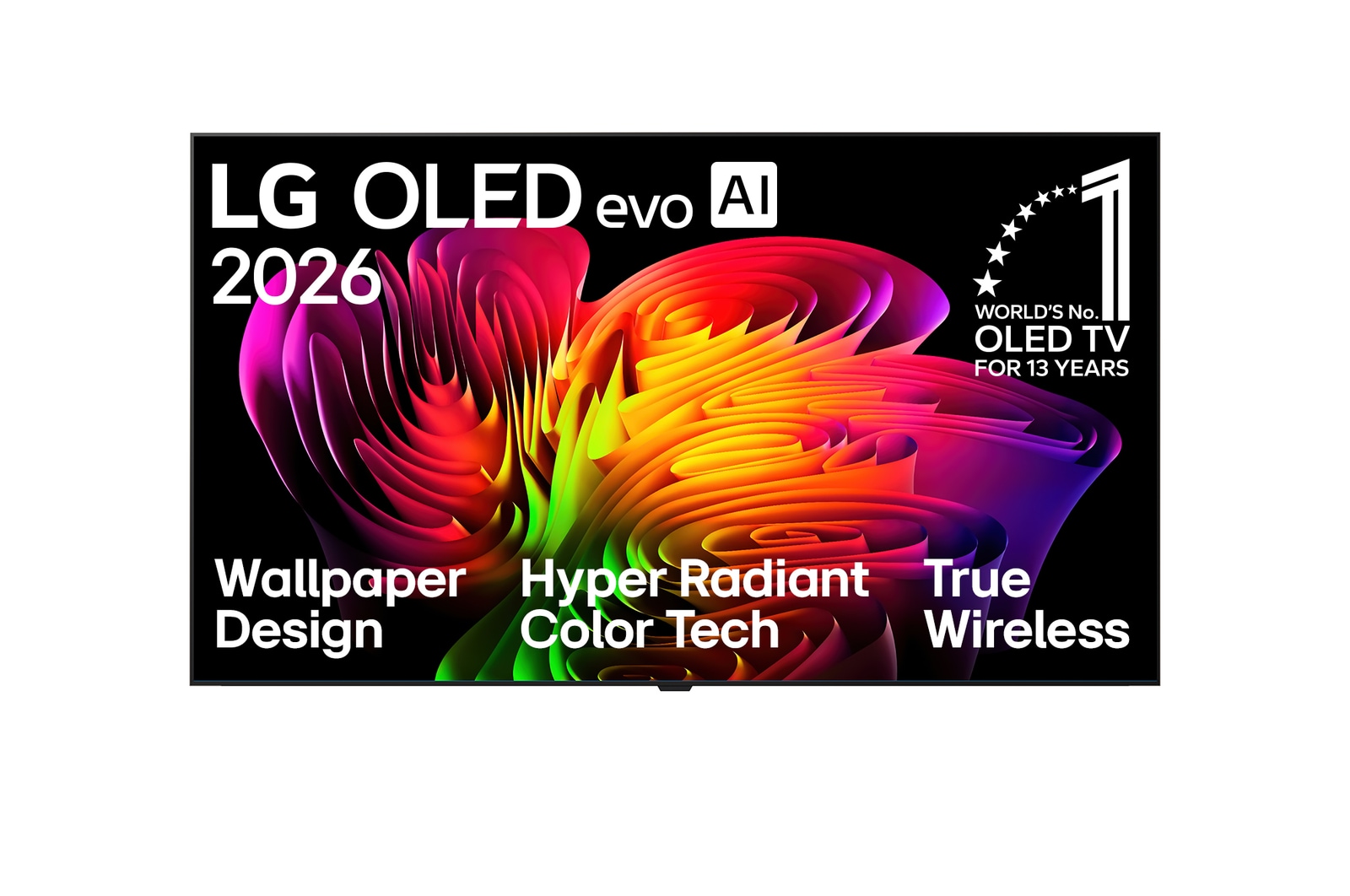 Vorderseite von 77" Wallpaper TV LG OLED evo AI W6 True Wireless 4K Smart TV 2026 OLED77W69LA
