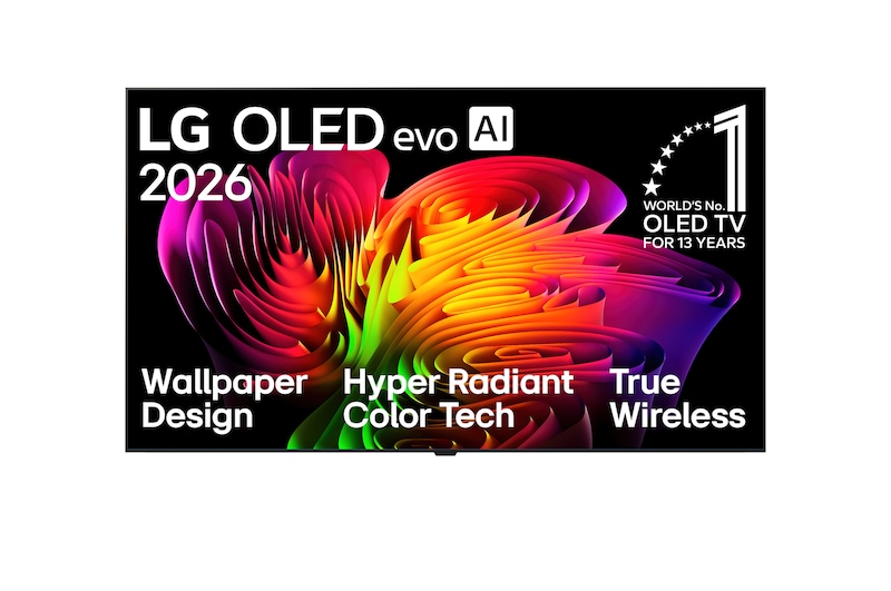 Vorderseite von 77" Wallpaper TV LG OLED evo AI W6 True Wireless 4K Smart TV 2026 OLED77W69LA