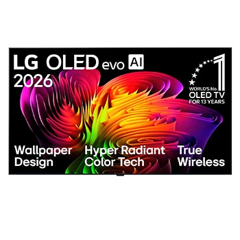 Vorderseite von 77" Wallpaper TV LG OLED evo AI W6 True Wireless 4K Smart TV 2026 OLED77W69LA