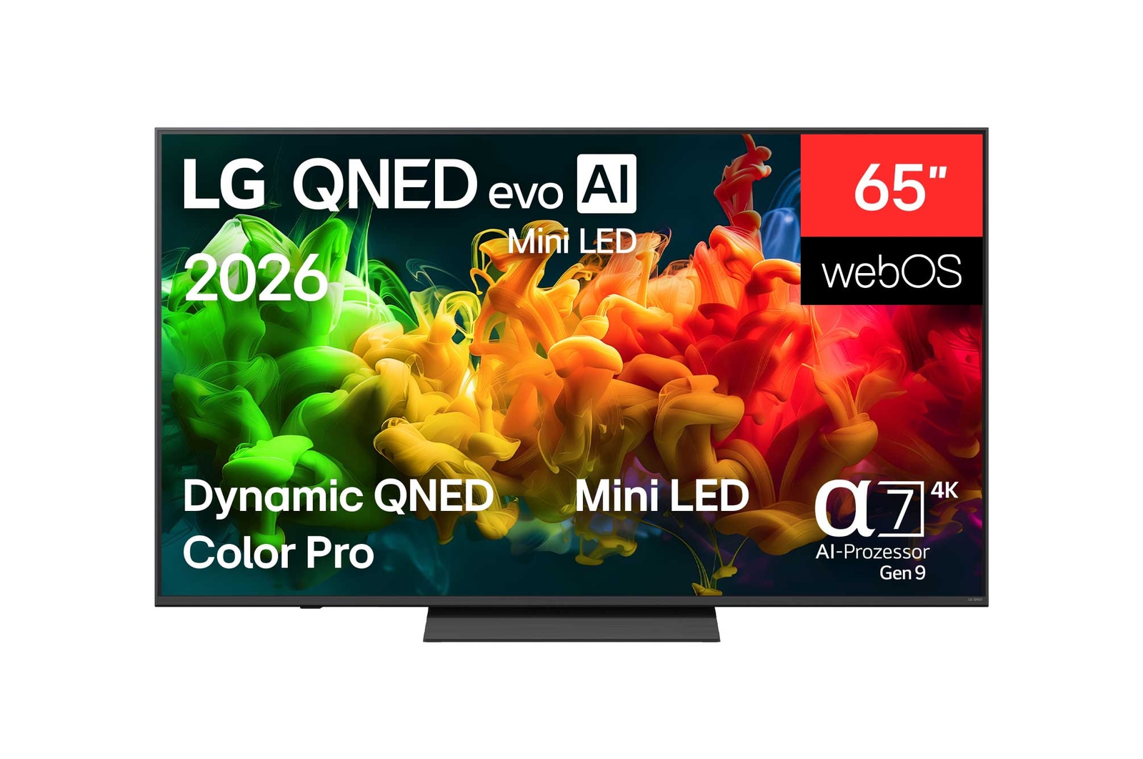 Vorderseite von 65″ LG QNED evo AI QNED8E Mini LED 4K Smart TV 2026 65QNED8EB3B