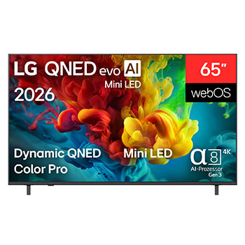Vorderseite von 65″ LG QNED AI QNED82 Mini LED 4K Smart TV 2026 65QNED82B6B