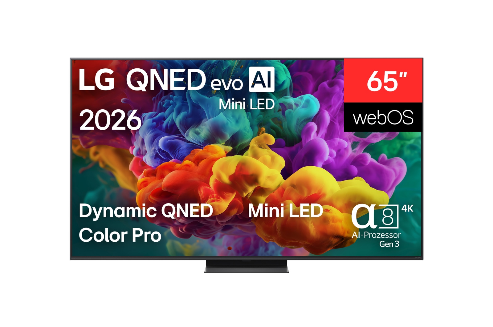 Vorderseite von 65″ LG QNED evo AI QNED87 Mini LED 4K Smart TV 2026 65QNED87B6A