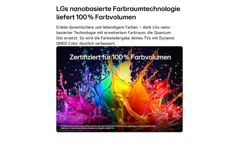 Ein LG QNED evo AI QNED93 Mini LED mit AI Picture Pro und Dynamic Tone Mapping Pro zeigt eine Lifestyle-Szene im Freien aus der Froschperspektive mit zwei Personen zwischen lebendigen Blumen. KI erkennt jedes Einzelbild und skaliert es auf 4K hoch, um eine klarere Textur und mehr Details zu erzielen.