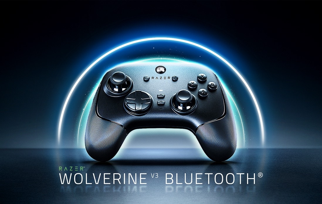 Ein LG QNED AI QNED70 Mini LED mit Bluetooth Ultra Low Latency zeigt einen drahtlosen Game-Controller mit der Bezeichnung „Razer Wolverine V3 Bluetooth“ auf dem Bildschirm und weist so auf eine optimierte Unterstützung des Bluetooth-Controllers für reaktionsschnelles Gameplay hin.
