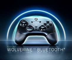 Ein LG QNED AI QNED70 Mini LED mit Bluetooth Ultra Low Latency zeigt einen drahtlosen Game-Controller mit der Bezeichnung „Razer Wolverine V3 Bluetooth“ auf dem Bildschirm und weist so auf eine optimierte Unterstützung des Bluetooth-Controllers für reaktionsschnelles Gameplay hin.